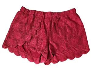 Umgee Women Shorts Red‎ Floral Lace Scalloped Hem Shorts, L thumbnail 1