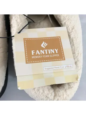 Fantiny Womens Clog Slippers Faux Suede Faux Sherpa Lined Gray Ivory 9-10 thumbnail 6