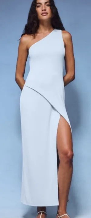 NWT‎ Abercrombie & Fitch form to flatter one shoulder ribbed maxi dress white M thumbnail 1