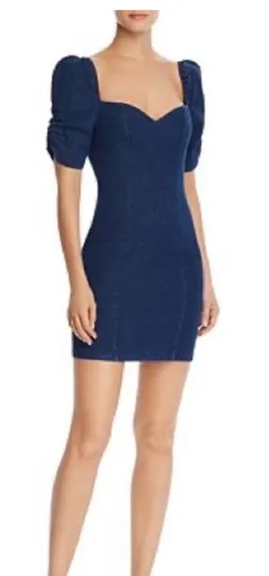 Alpha & Omega Stretch Denim Puff Sleeve Mini Dress thumbnail 1