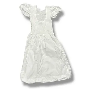 Ganni Smocked Poplin Midi‎ Dress in White Organic Cotton thumbnail 10