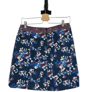 Anthropologie‎ Maeve Cardana Mini Skirt Floral Brocade Blue Purple Size US 4 thumbnail 6