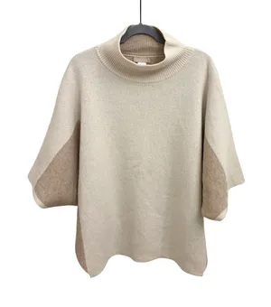 Benedetta B. Cream Tan Wool Cashmere Blend Poncho Sweater One Size thumbnail 1