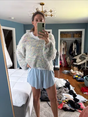 Free People Balloon Sleeve Fuzzy Gelato Pullover Sweater Pastel Size S thumbnail 12