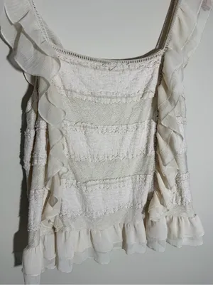Anthropologie Ruffle Lace Trim Blouse thumbnail 4