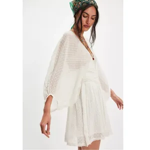 Free People Bohemian Ethereal Cottage Sweet Dreams Mini Dress in Tofu Small thumbnail 2