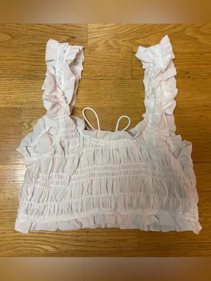 Anthropologie Lyrebird Ruched Ruffled Sheer Boho Coastal Lounge Bralette XL thumbnail 5