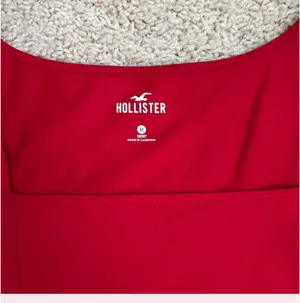 Hollister Red Cropped Square Neck Baby Tee thumbnail 2