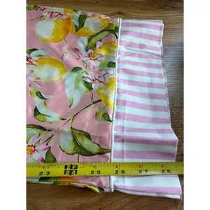 Pink Lemon Print Pajama Set Button Down Long Sleeve Pants Small thumbnail 14