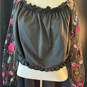 Chic Black Floral‎ Women's Blouse Size XL thumbnail 3