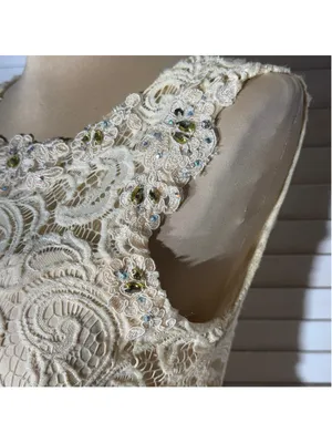 Dancing Queen cream floral sheer mesh dress beaded fairy princess homecoming M thumbnail 12