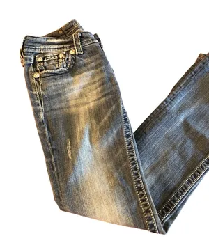Miss Me blue denim embellished embroidered bootcut jeans Size 27 thumbnail 1