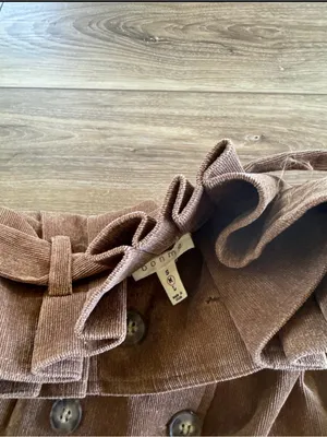 bohme Brown Corduroy Button-Front Mini Skirt with Tie Waist thumbnail 3