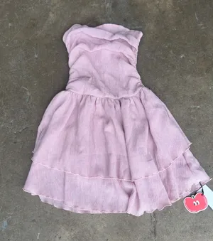 Cider Pink Strapless Mini Dress Smocked Tiered Ruffle Tube Dress Small NWT thumbnail 1