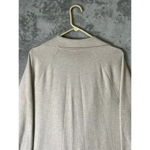 Ann Taylor Long Duster Jacket Small Cotton Blend Neutral Minimalist Lightweight thumbnail 4