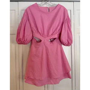 Hello Molly NWT pink cutout puff sleeve dress size M/6 thumbnail 4
