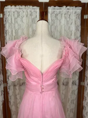 Pretty Vintage 1970s Pink Ruffle Union Made Prom/Bridesmaid Gown thumbnail 8