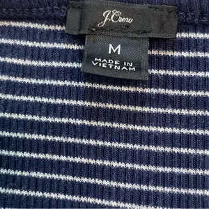 J. Crew Navy and White Striped Scoop Neck Ribbed Long Sleeve Henley thumbnail 11