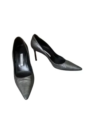 Manolo Blahnik Pumps Silver sparkly Pointed Toe Shoes 41 thumbnail 2
