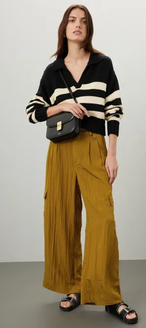 MADEWELL Women's Green Loose Fitting Drapey Wide-Leg Cargo Pants Size 4 thumbnail 1