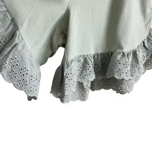 Vero Moda Women Shorts S Sage‎ Eyelet Ruffle Hem Fairycore Festival Coquette thumbnail 4