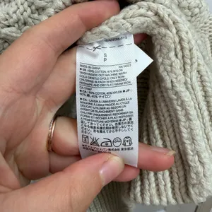 Banana Republic cream cable soft thick knit crewneck sweater cotton neutral S thumbnail 5