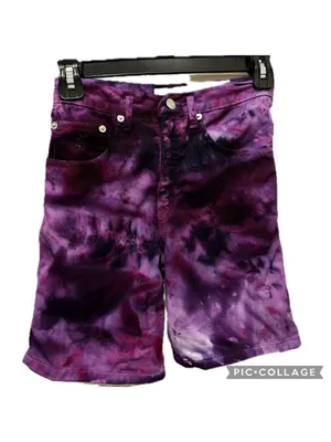 90s • Vintage Guess Jean shorts • custom tie dyed • psychedelic • festival party thumbnail 3