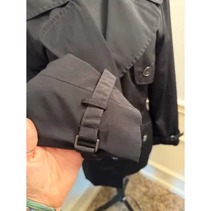 Weather Tamer Black Button-Front Trench Coat Jacket w Tie Waist Silver Utility thumbnail 2