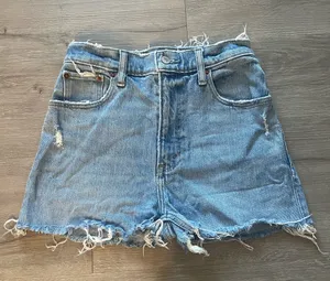 Abercrombie & Fitch Frayed Hem Blue Jean Shorts thumbnail 1