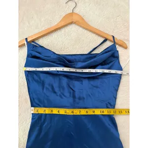 Lulus Luxe Reputation Blue Satin Sleeveless Cowl Neck Mini Dress Size XS NWT thumbnail 7