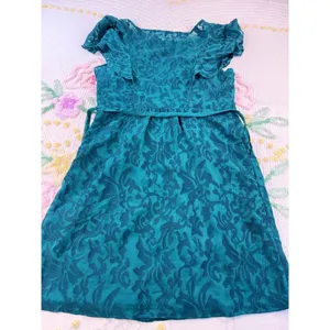 Moulinette Soeurs anthropologie Teal‎ Lace Overlay Flutter Sleeve 14 dress thumbnail 3