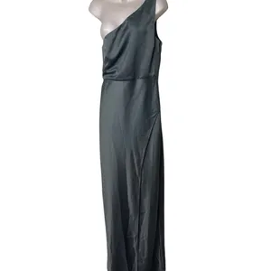 BHLDN Dylan One-Shoulder Satin Side-Slit Gown Green sz 8 thumbnail 3