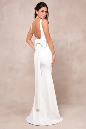Lulus Wedding Dress with Bow thumbnail 2