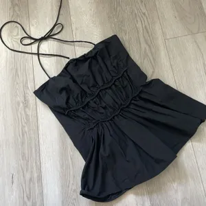 COS Peplum Tank Top cotton gathered halter crop womens Black (size 2) going out thumbnail 1