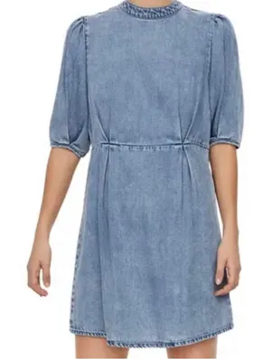 AWARE By VERO MODA Blue Short Sleeve Chambray Denim Dress thumbnail 1