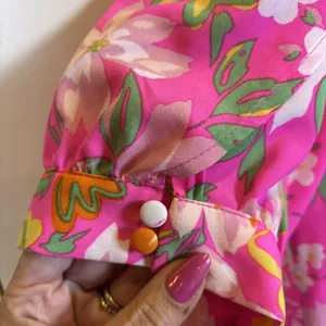 JODIFL Floral Tunic Top Medium Hot Pink Boho‎ Boutique Blouse Coastal Resort thumbnail 5
