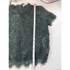Zara Trafaluc Womens Green Lace Crop Top High Neck Back‎ Zip Short Sleeve Small thumbnail 8