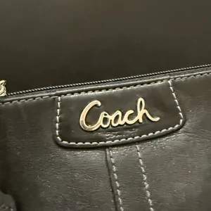 COACH Black Leather Contrast Stitching Wristlet Wallet thumbnail 5