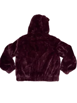 NWT Nordstrom Philosophy Faux Fur Coat Size Medium Burgundy thumbnail 4