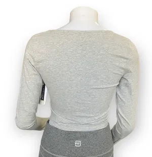 BP Grey Long Sleeved Crop Top thumbnail 4