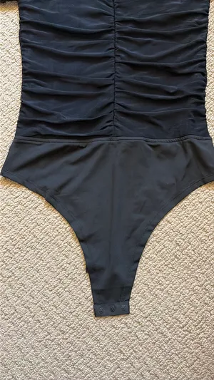 Pink Lily Black Long Sleeve Square Neck Bodysuit thumbnail 2