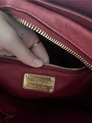 Salvatore Ferragamo Burgundy Leather Tote with Gold Hardware thumbnail 3