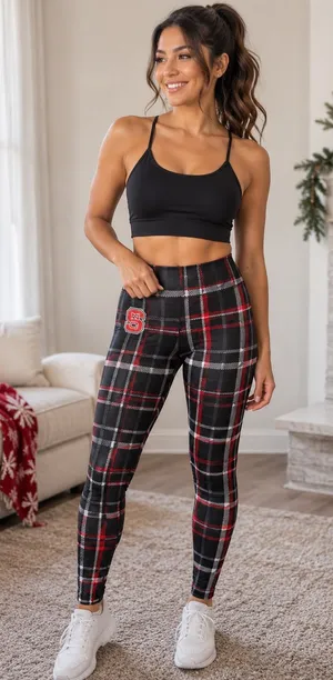 Arkansas Razorbacks ZooZatz Women's NC Plaid Leggings thumbnail 1
