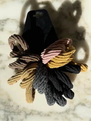 NWT Noir Fabric Metallic Hair Ties Ponytail Holders Neutral Gold Black Pink thumbnail 2