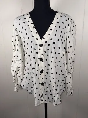 MAEVE‎ Anthro Jourdain Polka Dot Long Sleeve V-Neck Large thumbnail 1