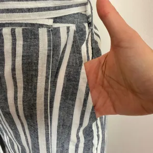 GAP Blue White Striped Linen Blend Wrap Midi Skirt Tie Waist Pockets Nautical thumbnail 9