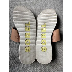 Sorel Ella Slides Sandals Tan Leather Womens 9.5 Slip On thumbnail 4