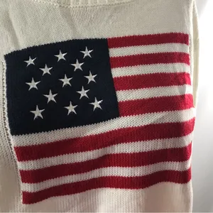 New American Flag Sweater Long Sleeve Patriotic Size L July 4th Pullover Knit thumbnail 2