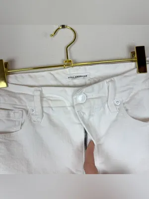 Good American Good Straight High Rise Raw Hem White Jeans Size 4/27‎ thumbnail 10