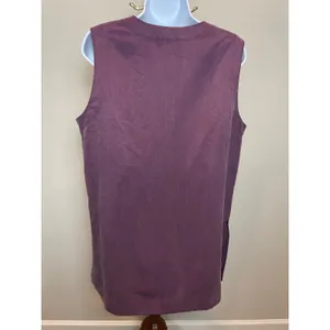 Linda Allard Ellen Tracy Purple Silk Sleeveless Button Down Collared Size 12 thumbnail 5